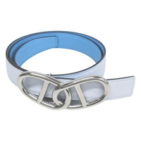 HERMES Leather Leather Belts Women's Blue Width: 2.5CM