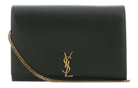 SAINT LAURENT Shiny Smooth Leather Crossbody Bag Shoulder Bag Women's Green