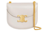CELINE TriompheBesace Shiny Calfskin Crossbody Bag Shoulder Bag Women's White
