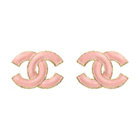 CHANEL Enamel Stud Earrings Women's Pink