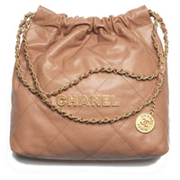 CHANEL Embossed Calfskin One Shoulder Handbags Small Size Women's Camel