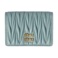 MIU MIU Matelassé Lambskin Card Holder Regular Women's Light Blue