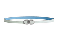 HERMES Double-Sided Smooth Buckle Leather Belts Women's Blue Width: 1.3cm