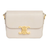 CELINE Triomphe Lambskin Crossbody Bag, Shoulder Bag Women's White