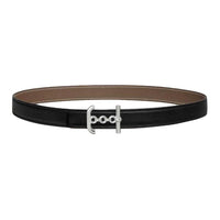 HERMES Metal Calfskin Palladium-Plated Leather Belts Unisex Black Width 2.4CM