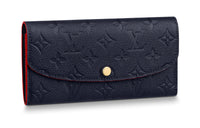 LOUIS VUITTON Emilie Soft Grain Cow Leather Wallet Regular Women's Deep Sea Blue & Red