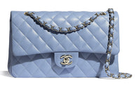 CHANEL Classic Flap CF Lambskin Crossbody Bag Medium Size Women's Sky Blue