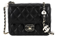 CHANEL Lambskin Crossbody Bag Women's Black