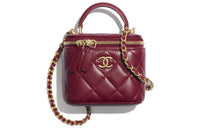 CHANEL Lambskin Box Bag Shoulder Bag Crossbody Bag Women's Burgundy