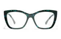 CHANEL Acetate Irregular Shape Eyeglass Frames Men's Green