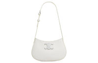CELINE Cow Leather Handbag Shoulder Bag Women's White