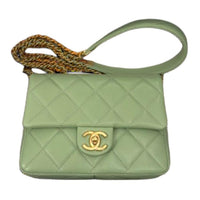 CHANEL Lambskin Crossbody Bag Shoulder Bag Women's Green