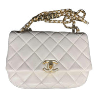 CHANEL Lambskin Crossbody Bag Shoulder Bag Women's White