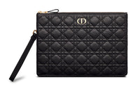 DIOR Soft Cow Leather Clutch Large Size Women's Black