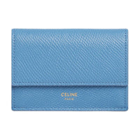 CELINE Grain Cow Leather Wallet Women's Blue