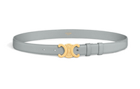 CELINE TRIOMPHE Smooth Cow Leather Belt Smooth Buckle Leather Belts Women's Pearlescent Blue Width: 2.5cm