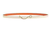 HERMES Carousel Smooth Buckle & Double-Sided Calfskin Leather Belts Women's Cream White/Orange Width: 1.3cm