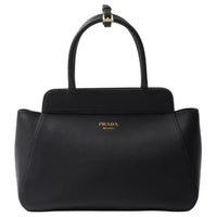 PRADA Leather Tote Bag Shopping Bag Shoulder Bag Handbag Medium Size Women's Black