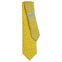 HERMES Mulberry Silk Ties Men's Yellow