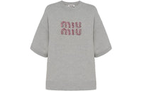 MIU MIU Drop Shoulder Sleeve T Shirt Women's Gray