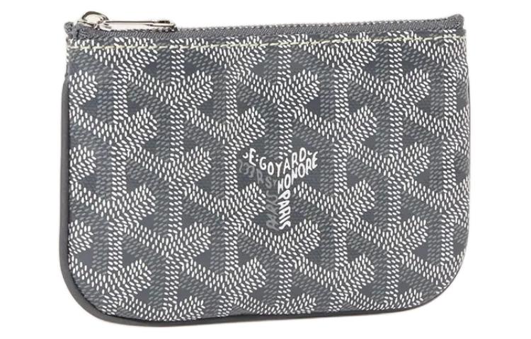 GOYARD Canvas With Calfskin Key Pouch Nano Unisex Gray