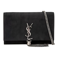 SAINT LAURENT KATE Leather Fringe Wallet Crossbody Bag Shoulder Bag Women's Black