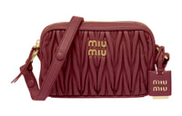 MIU MIU Nappa Leather Shoulder Bag Crossbody Bag Women's Burgundy