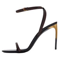 SAINT LAURENT Lodge One Strap Sandals 9cm Women's Brown