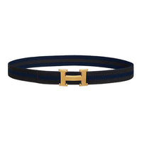 HERMES Gold-Plated Belt Unisex Black/Indigo Width: 3.2cm