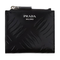 PRADA Brushed Leather Wallet Men's Black