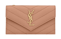 SAINT LAURENT CASSANDRE Grained Calfskin Card Holder Regular Women's Vintage Peach