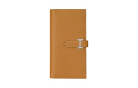 HERMES Bearn Cow Leather Wallet Women's Sesame-Colored