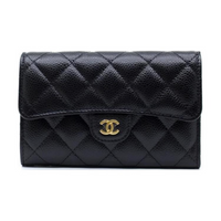 CHANEL Embossed Calfskin With Grains Wallet Women's Black