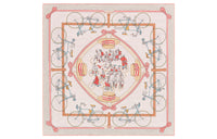 HERMES Silk Scarves Unisex Garnet Red/Beige/Blue
