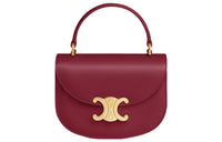 CELINE Triomphe Shiny Cow Leather Shoulder Bag Crossbody Bag Handbag Mini Women's Deep Red
