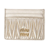 MIU MIU Matelassé Leather Card Holder Women's Yellow Iron Ore
