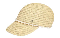CHANEL Straw Woven Hats & Caps Unisex Yellow