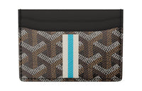 GOYARD Saint-Sulpice Canvas With Leather Card Clip Card Holder Unisex Black/White/Blue White Stripe