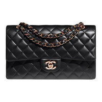 CHANEL Classic Flap CF Lambskin Portable Crossbody Bag, Shoulder Bag Medium Size Women's Black