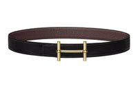 HERMES Chaine D'Ancre To Go Leather Belts Women's Black/Chocolate