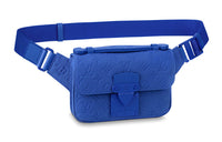 LOUIS VUITTON Cow Leather Waist Bag Chest Bag Men's Blue