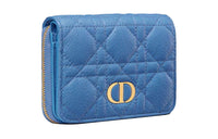 DIOR Soft Calfskin Clutch Card Holder, Wallet Women's Sky Blue