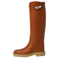 HERMES Honey Knee-high Boots Women's Brown