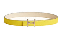 HERMES Leather Belts Women's Lime/Cream White