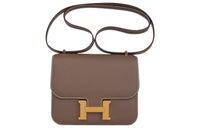 HERMES Constance Epsom Leather Shoulder Bag Crossbody Bag Mini Women's 18 Etoupe Elephant Gray