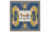 HERMES Silk Silk Scarf Women's Marine Blue