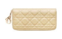 DIOR Lady Dior Lambskin Clutches Card Holder Wallet Women's Light Yellow