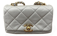 CHANEL Sheepskin Shoulder Bag Crossbody Bag Mini Women's Gray