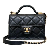 CHANEL Leather Portable Crossbody Bag Shoulder Bag Women's Black