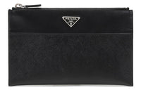 PRADA Leather Clutch Men's Black